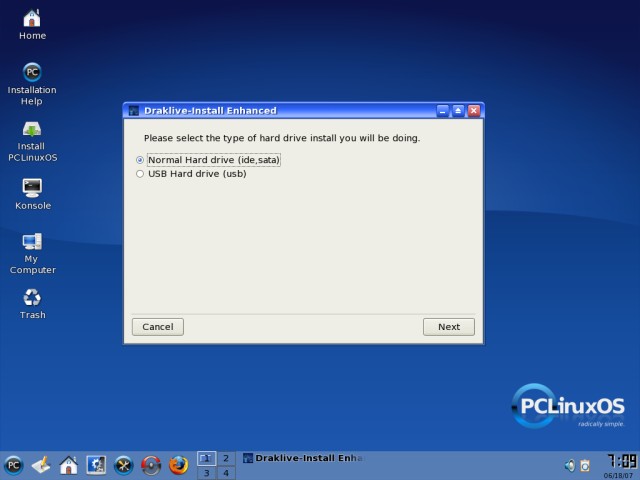 PCLinuxOS hard drive type