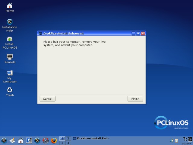 PCLinuxOS installation complete