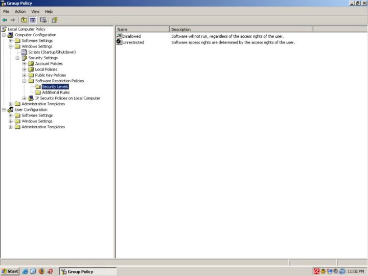Policies security levels