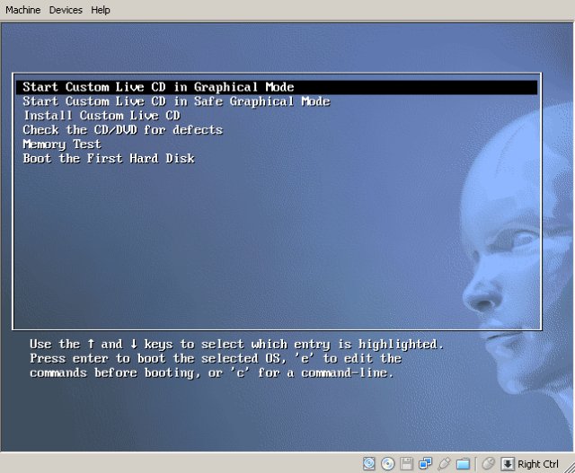 Remastersys boot menu