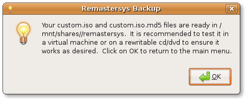 Remastersys GUI backup complete