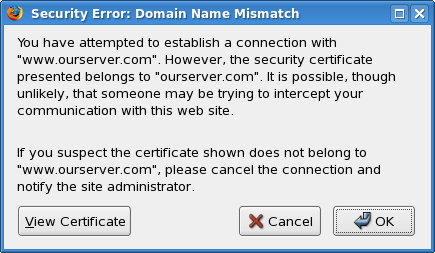 Domain name mismatch