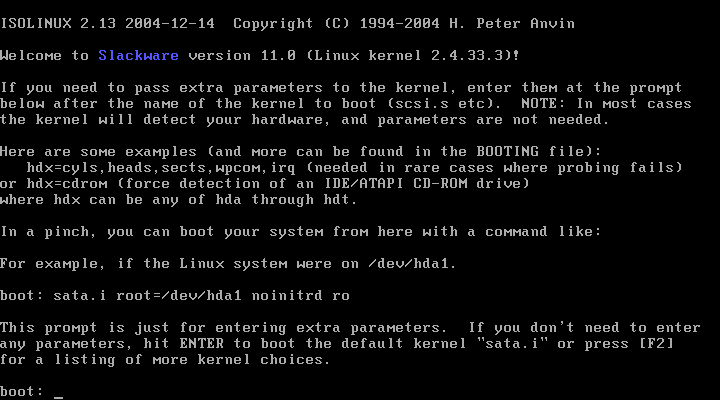 Slackware boot options