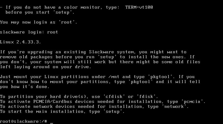 Slackware prepare partitions