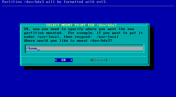 Slackware setup other partitions mount points