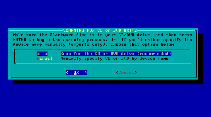 Slackware setup scan for drive