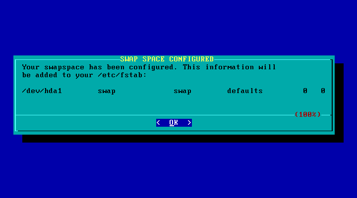 Slackware setup swap configured