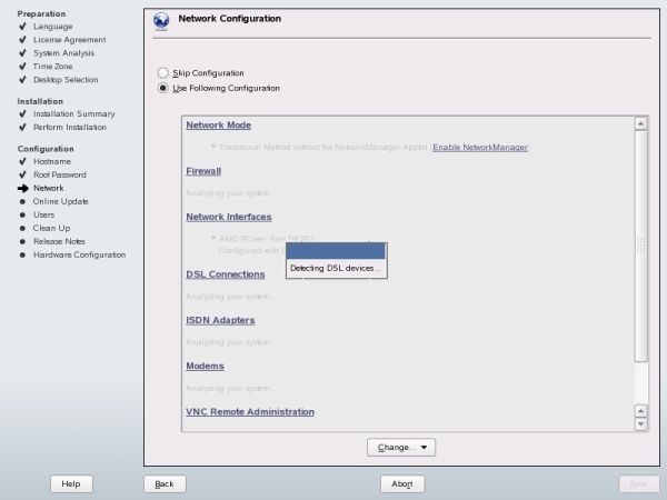 SUSE network configuration