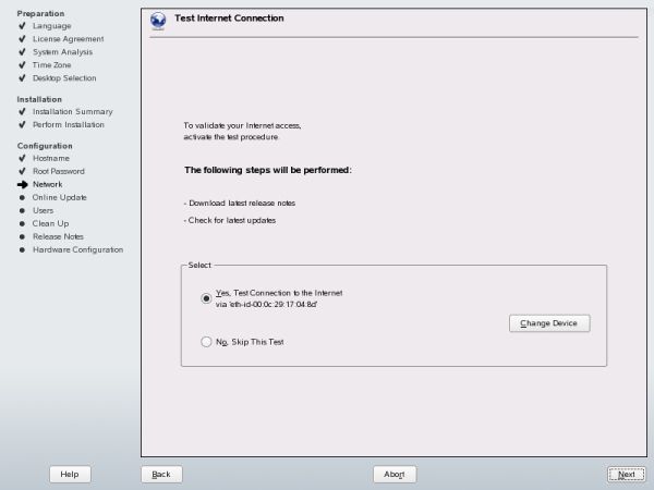 SUSE test internet connection