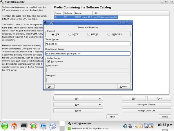 SUSE YaST adding installation source