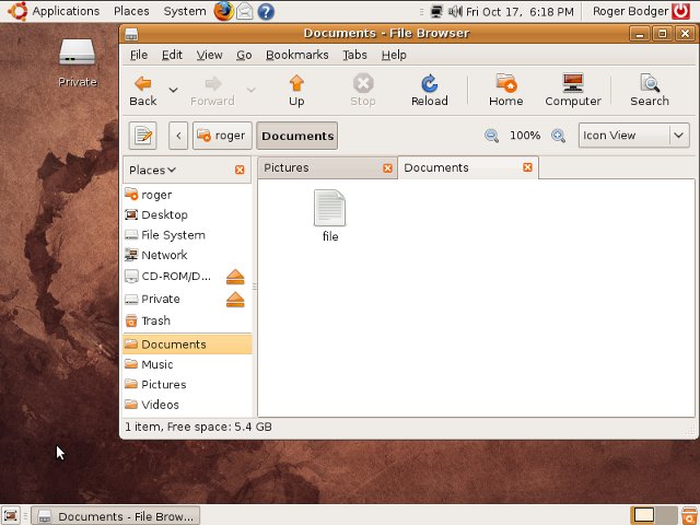 Ubuntu 8.10 nautilus tabs