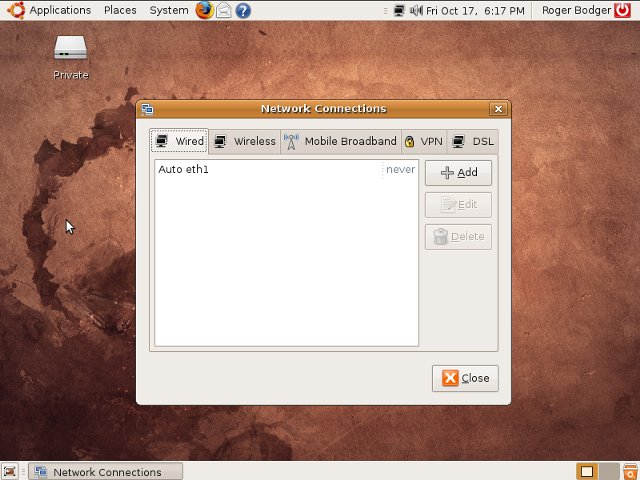 Ubuntu 8.10 network manager