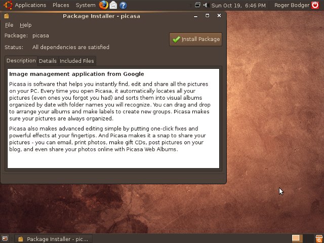Ubuntu 8.10 Picasa 1