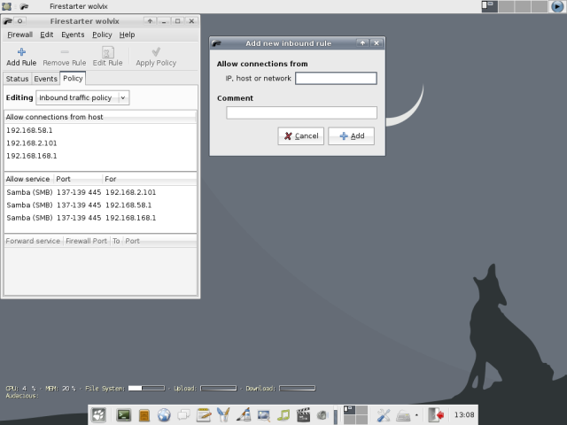 Firestarter add rule hosts