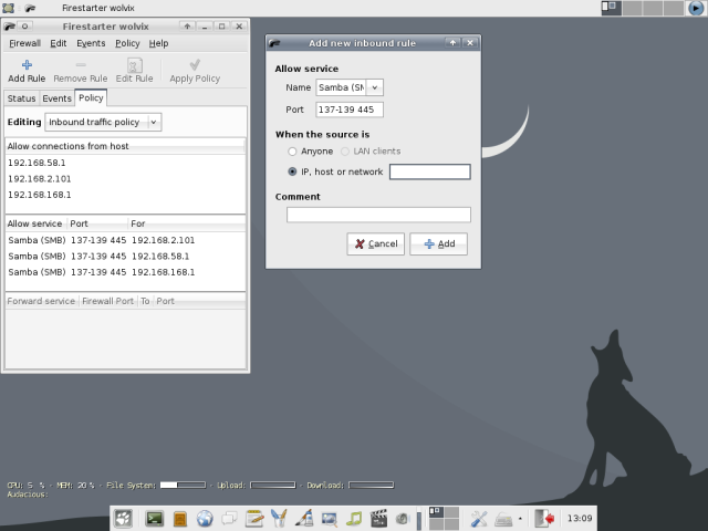Firestarter add rule service