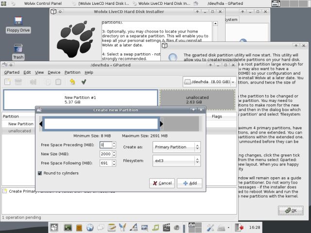 Wolvix GParted home