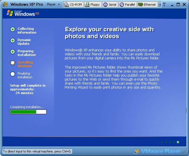 Continuing the installation