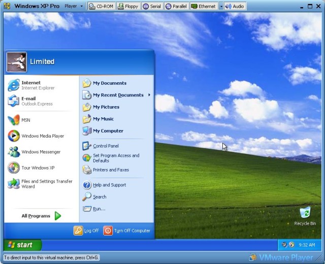 Logged in as limited user