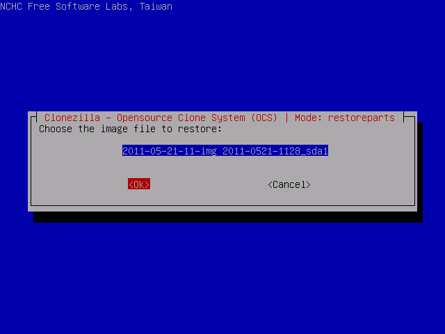 Select restore image