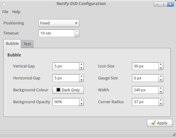 Notify OSD configurations