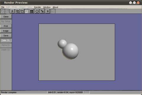 Two spheres, rendered