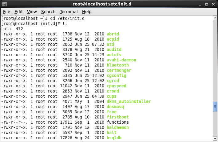 /etc/init.d/ dir contents