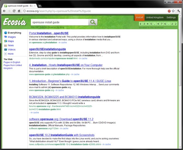 opensuse search, example