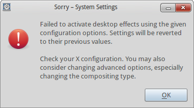 Failed desktop effects