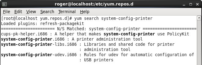Yum search for printer