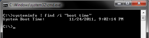 Windows uptime, command line