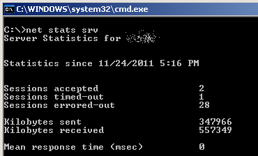 Windows XP uptime, CLI