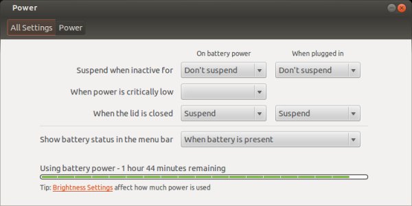 Power settings