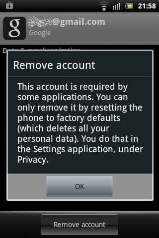 Cannot remove account
