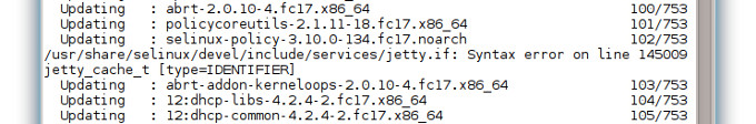 SELinux error during updates