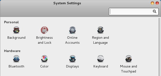 System settings without border