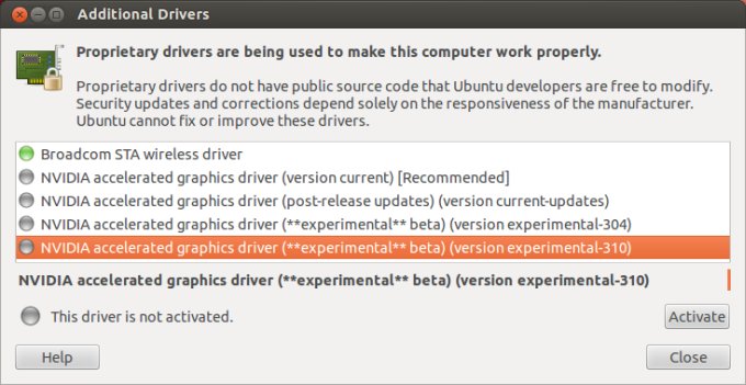 Install Nvidia 310 driver, Pangolin