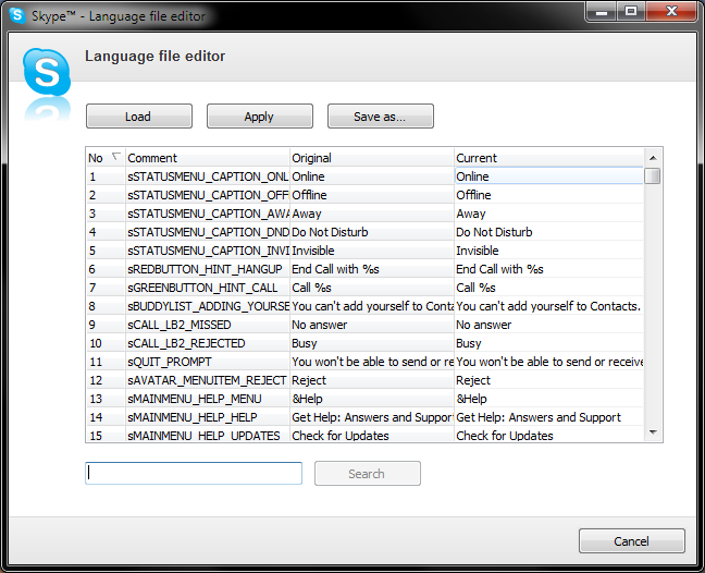 Language editor