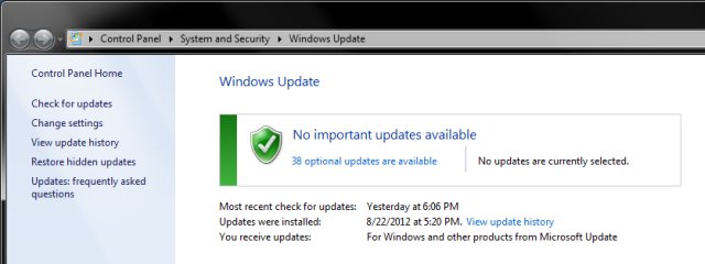 Windows update, launched
