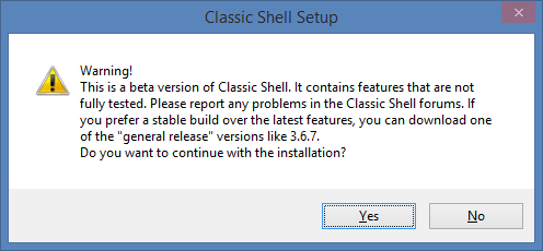 Installation warning