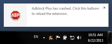 Extensions crash
