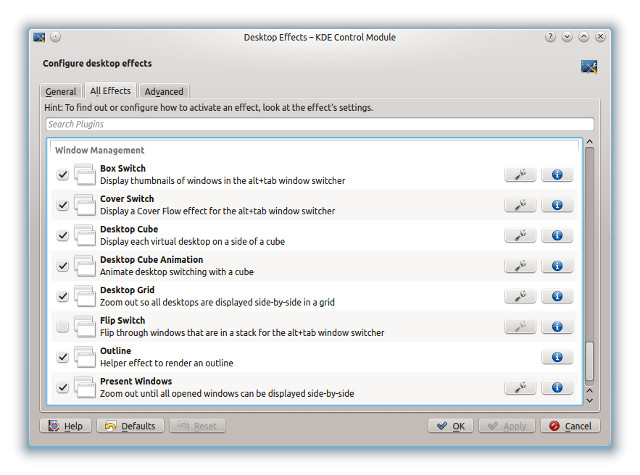 Various effects, list