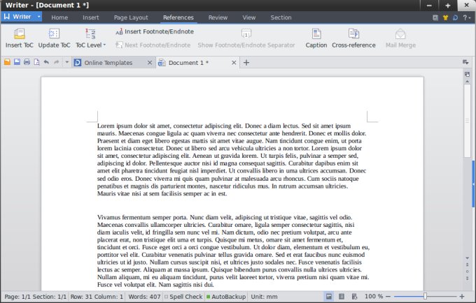 Working, ribbon interface