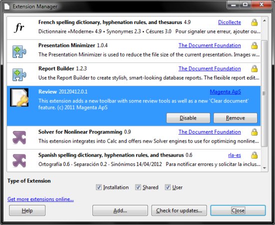 Review toolbar added