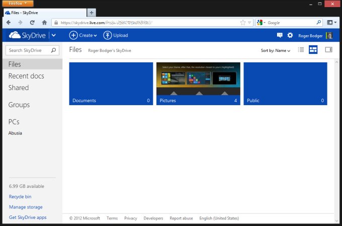 Main view, with data in folders