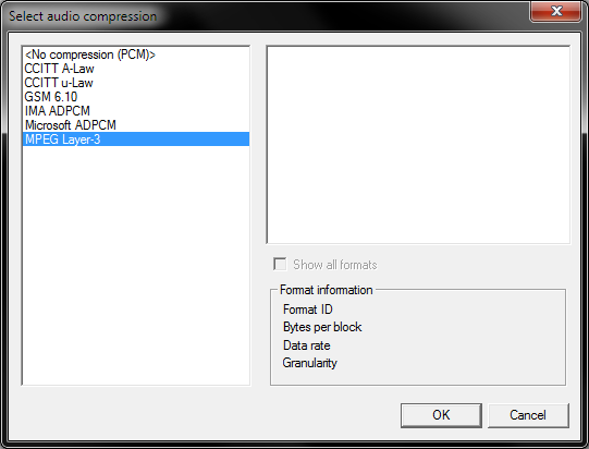 No MP3 options in VirtualDub