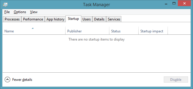 Startup apps, task manager