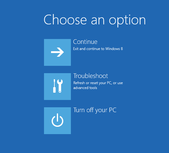 Recovery console options