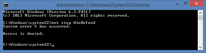 Command prompt, access denied