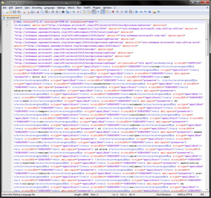 document.xml example