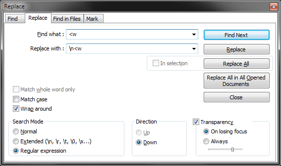 Find & replace regex
